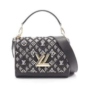 Louis Vuitton Twist Handbag Leather Black White Gray